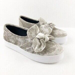 REBECCA MINKOFF Stacey Velvet Studded Bow Sneakers 